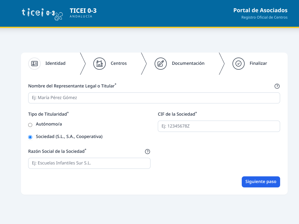 Captura del paso 1: Identidad